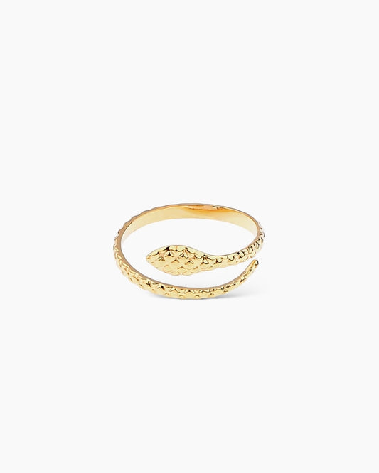 Anillo fino serpiente cruzado textira en acero baño oro 18 K Snake