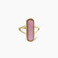 Anillo piedra rosa vertical en acero baño oro 18K Liquor