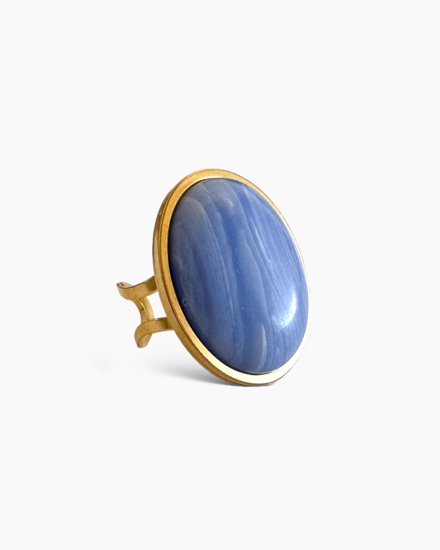 Anillo piedra maxi azul en acero inoxidable baño oro 18K Big Blue