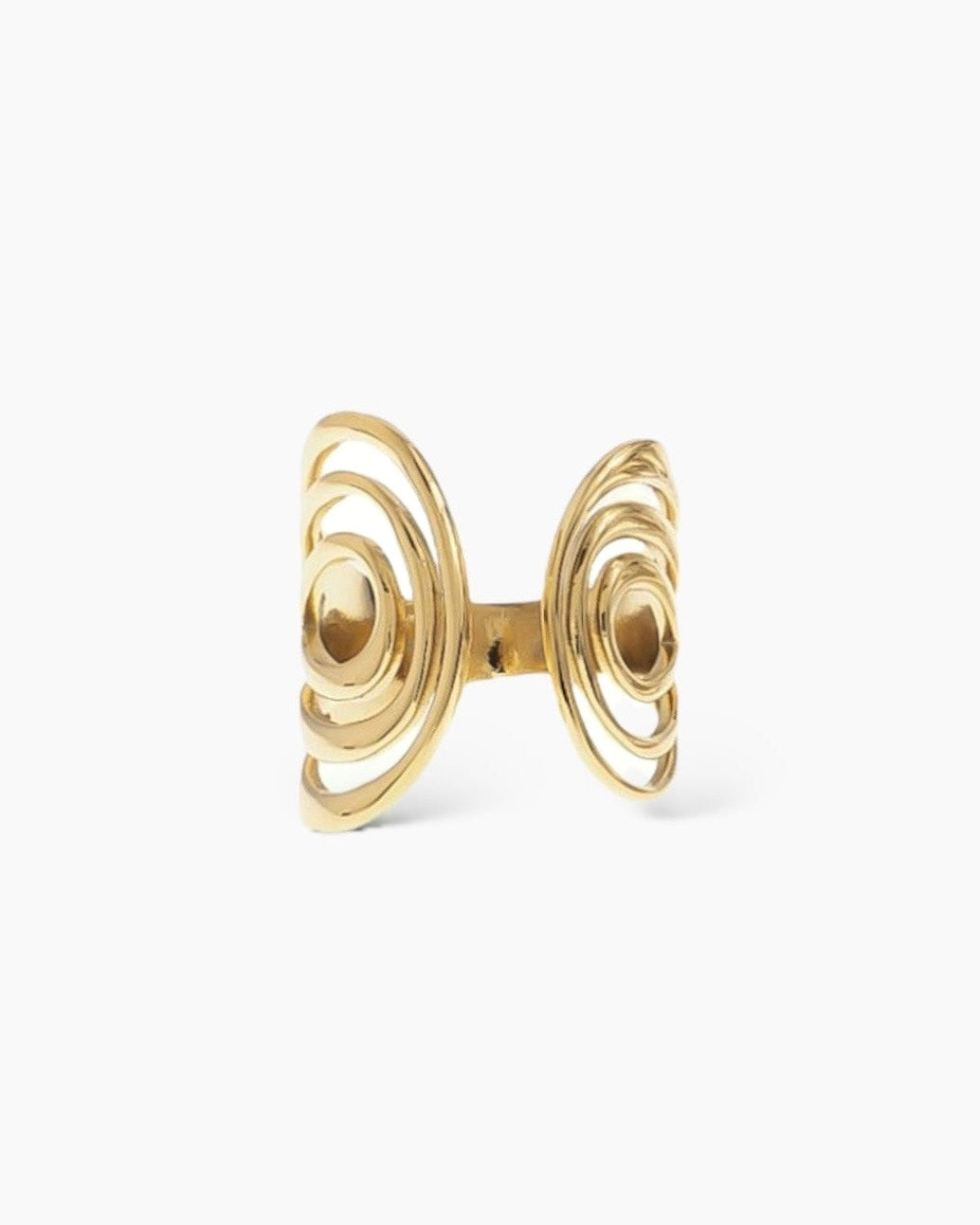 Anillo ondas abertura delantera en acero baño oro 18K Inerzia