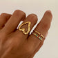 Anillo corazón textura ajustable en acero baño oro 18K Santana