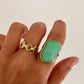 Anillo piedra grande irregular acero baño oro 18K Galarina Menta