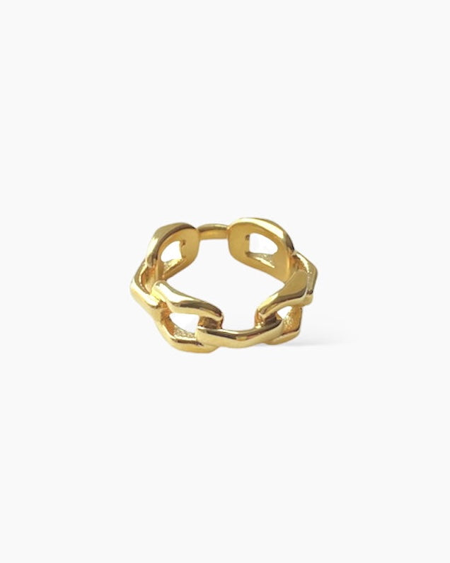 Anillo diseño eslabones en acero baño oro 18K Ever