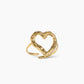 Anillo corazón textura ajustable en acero baño oro 18K Santana