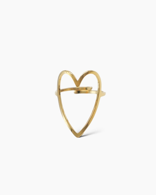 Anillo corazón fino ajustable acero baño oro 18K Livi