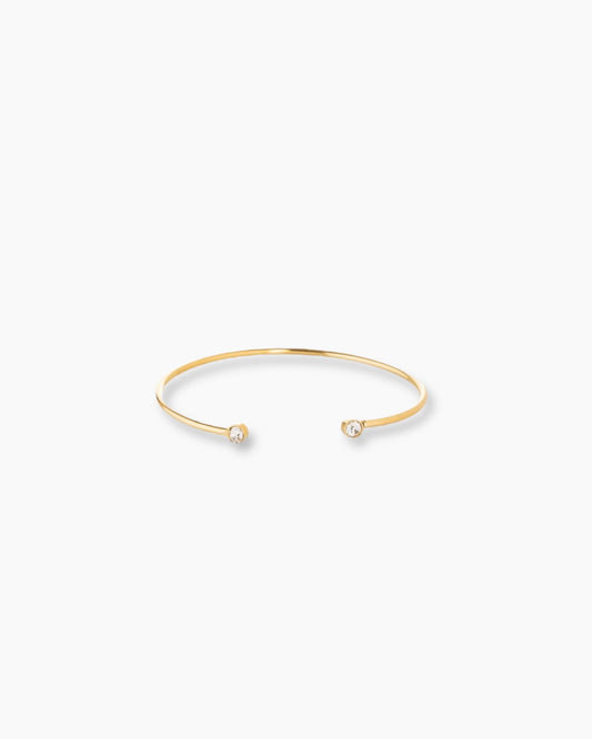 Pulsera fina ajustable acabada en circonitas en acero baño de oro 18K Brillitos