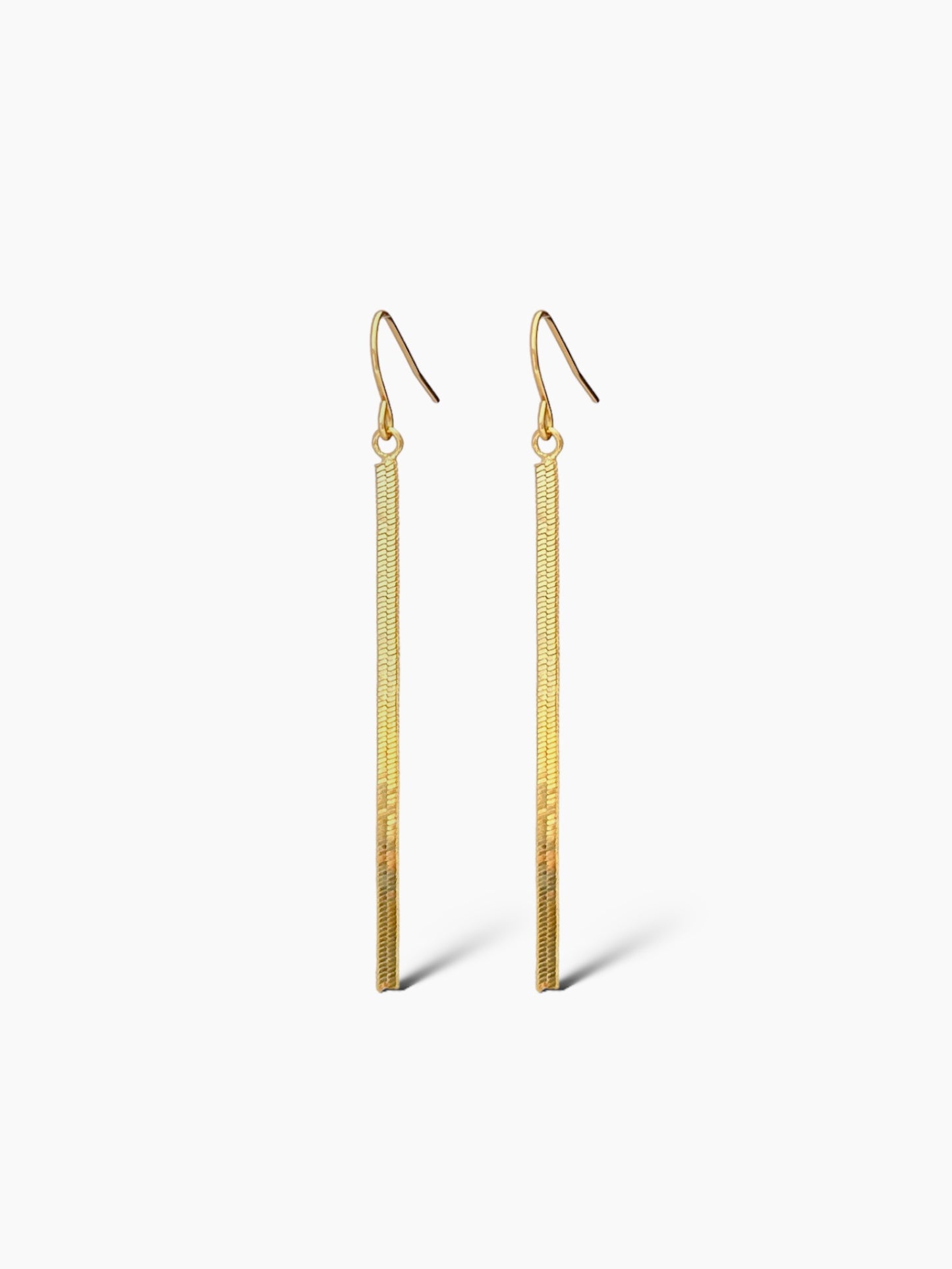 Pendientes largos planos en acero inoxidable baño oro 18K Tira