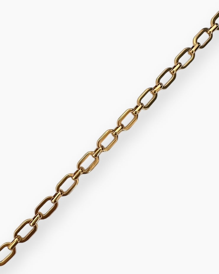 Pulsera eslabones planos en acero inoxidable baño oro 18K Nora