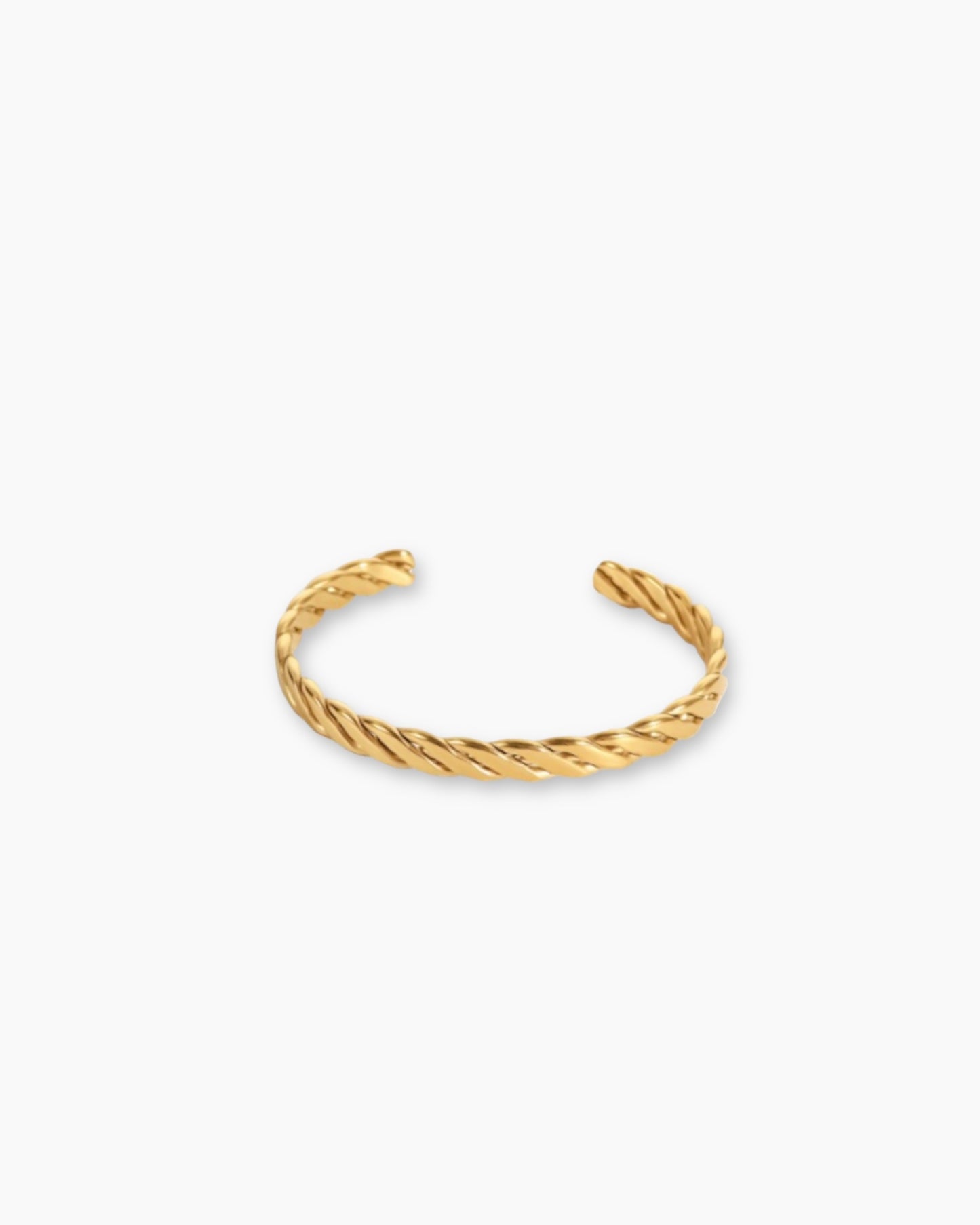 Pulsera brazalete trenzado en acero inoxidable baño oro 18K Braid