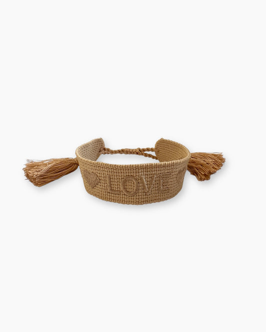 Pulsera Tejido Love Beige