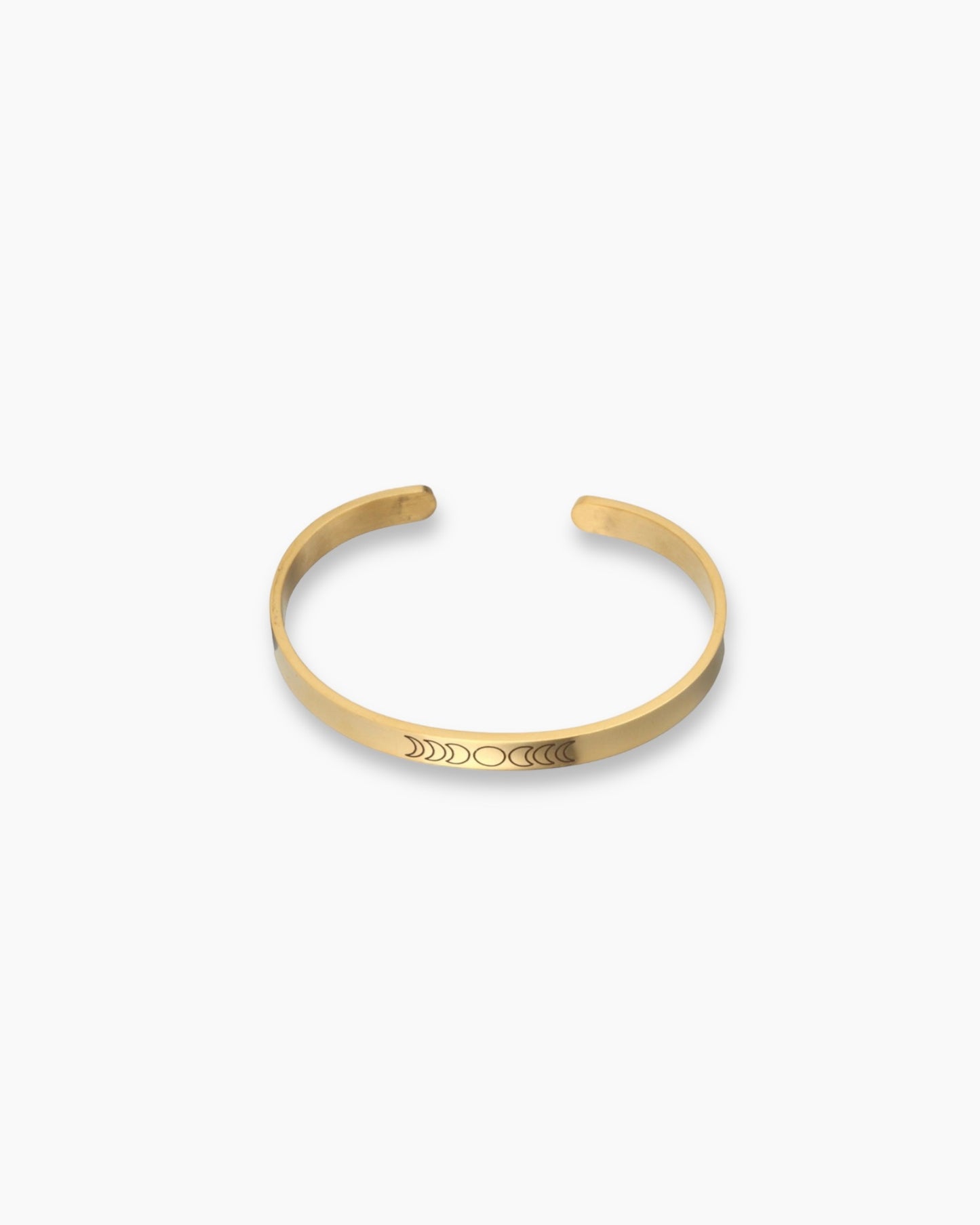 Pulsera brazalete ajustable silueta lunas en acero baño oro 18K Fases