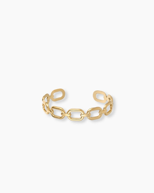 Pulsera brazalete ajustable diseño eslabones en acero baño oro 18K Link